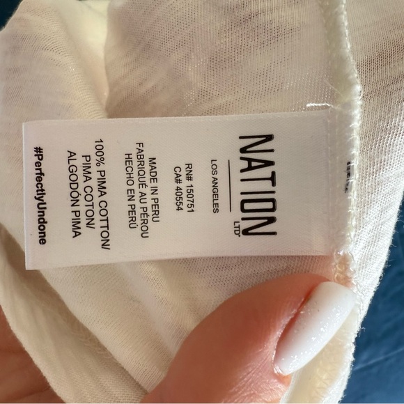 Nation LTD Shirt Womens Small Ruffle Sleeve Pima Cotton Smocked Top Peru - Picture 7 of 8